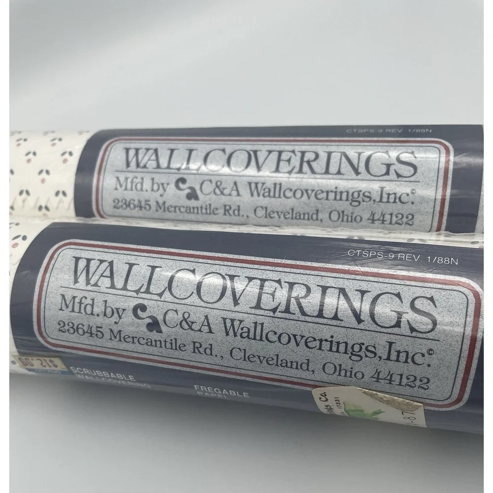 Vtg. C & A Wallcoverings Wallpaper 2 New Rolls Retro Country Cottage Mini Floral